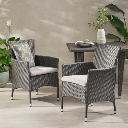 Dimensional Outdoor Dining Chair with Cushion Seat and Iron Frame, Set of 2, Grey - 1st Choice Furniture Direct