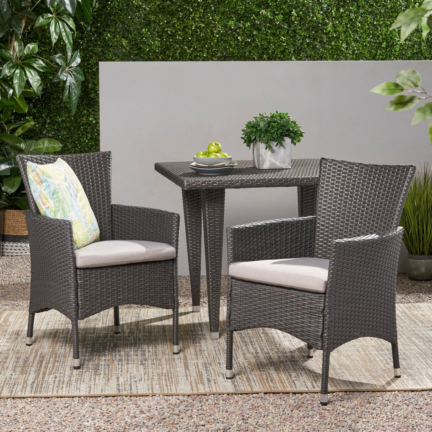 Dimensional Outdoor Dining Chair with Cushion Seat and Iron Frame, Set of 2, Grey - 1st Choice Furniture Direct