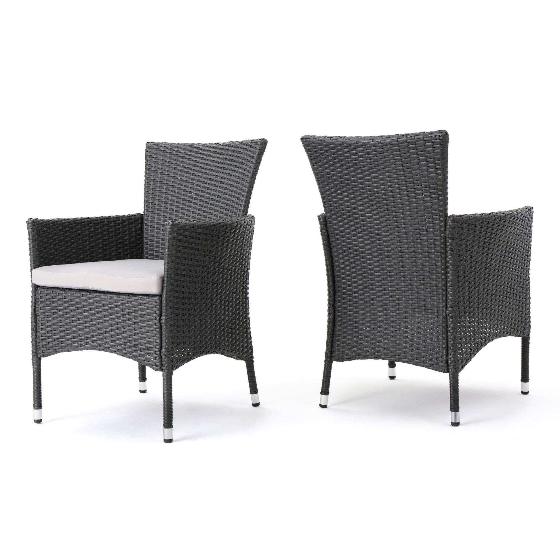 Dimensional Outdoor Dining Chair with Cushion Seat and Iron Frame, Set of 2, Grey - 1st Choice Furniture Direct