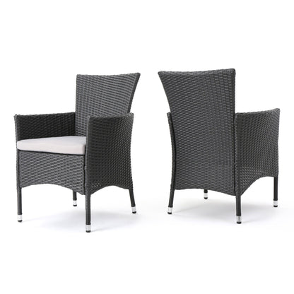 Dimensional Outdoor Dining Chair with Cushion Seat and Iron Frame, Set of 2, Grey - 1st Choice Furniture Direct