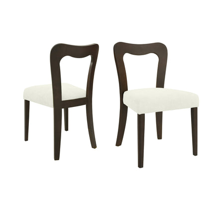 Dining Chair Without Arm(dark brown+beige) Set of 2 - 1st Choice Furniture Direct