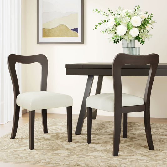 Dining Chair Without Arm(dark brown+beige) Set of 2 - 1st Choice Furniture Direct