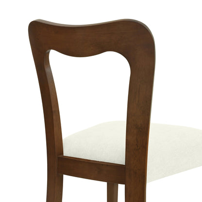 Dining Chair Without Arm(walnut+beige) Set of 2 - 1st Choice Furniture Direct