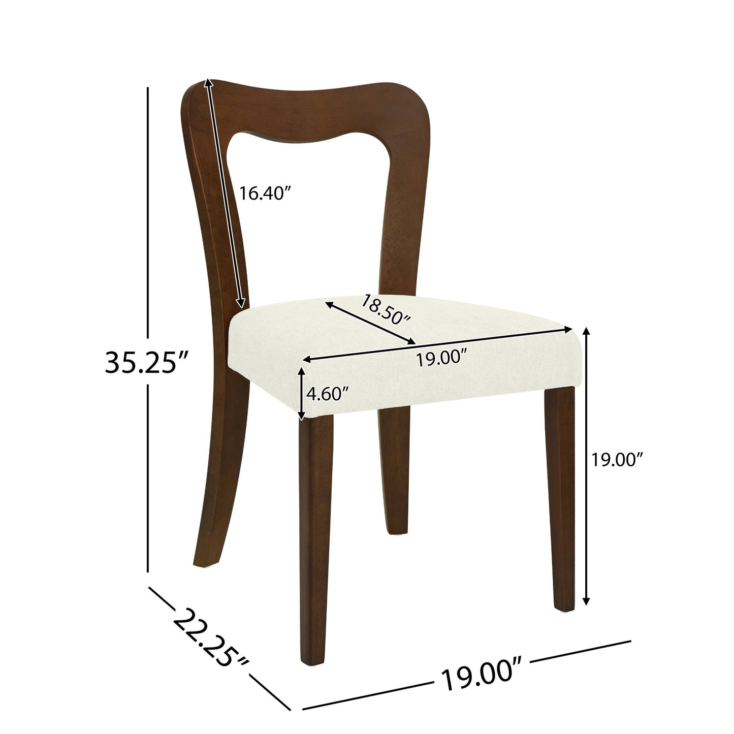 Dining Chair Without Arm(walnut+beige) Set of 2 - 1st Choice Furniture Direct