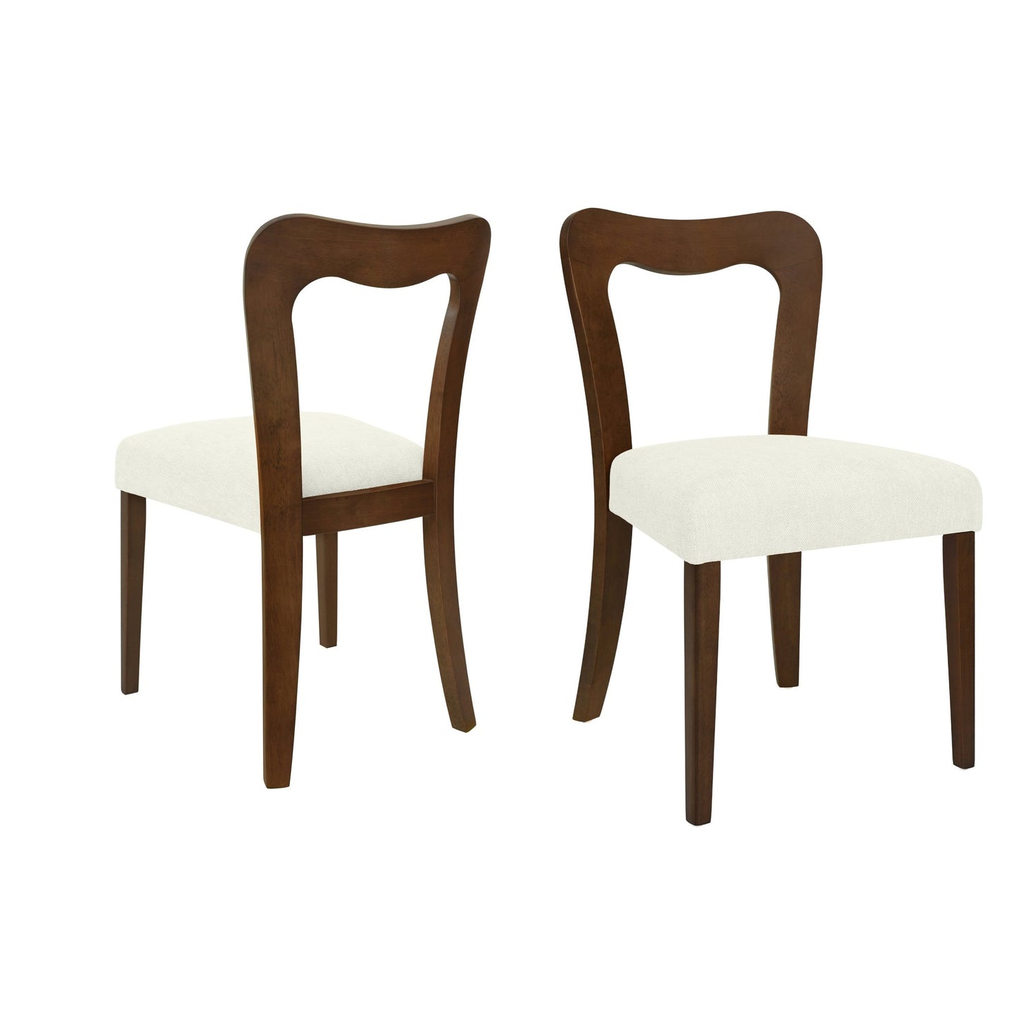 Dining Chair Without Arm(walnut+beige) Set of 2 - 1st Choice Furniture Direct