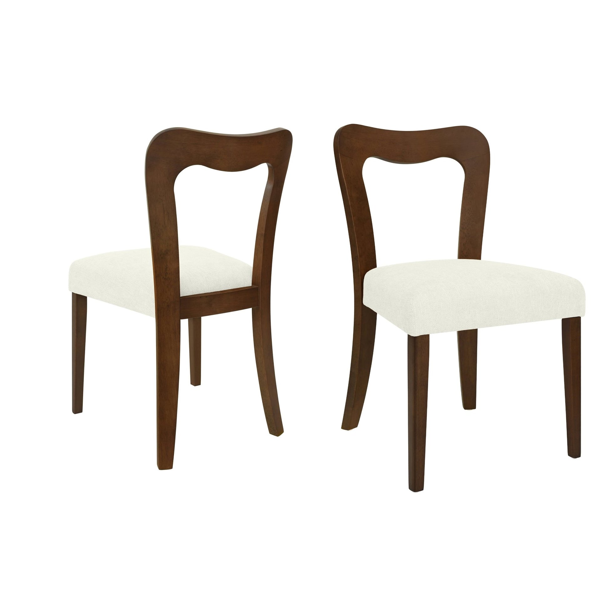 Dining Chair Without Arm(walnut+beige) Set of 2 - 1st Choice Furniture Direct