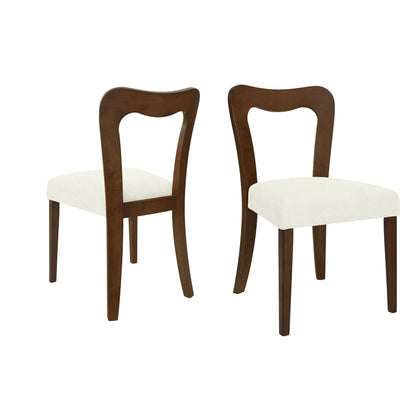 Dining Chair Without Arm(walnut+beige) Set of 2 - 1st Choice Furniture Direct