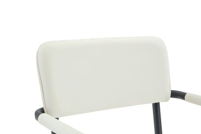 Dining Chairs Set of 2, Huggable Upholstered Dining Chairs with Soft Skin - Friendly Velvet Fabric, Table - Hangable Armrests, Metal Legs with Spray Coating Finish (White, Set of 2) - 1st Choice Furniture Direct