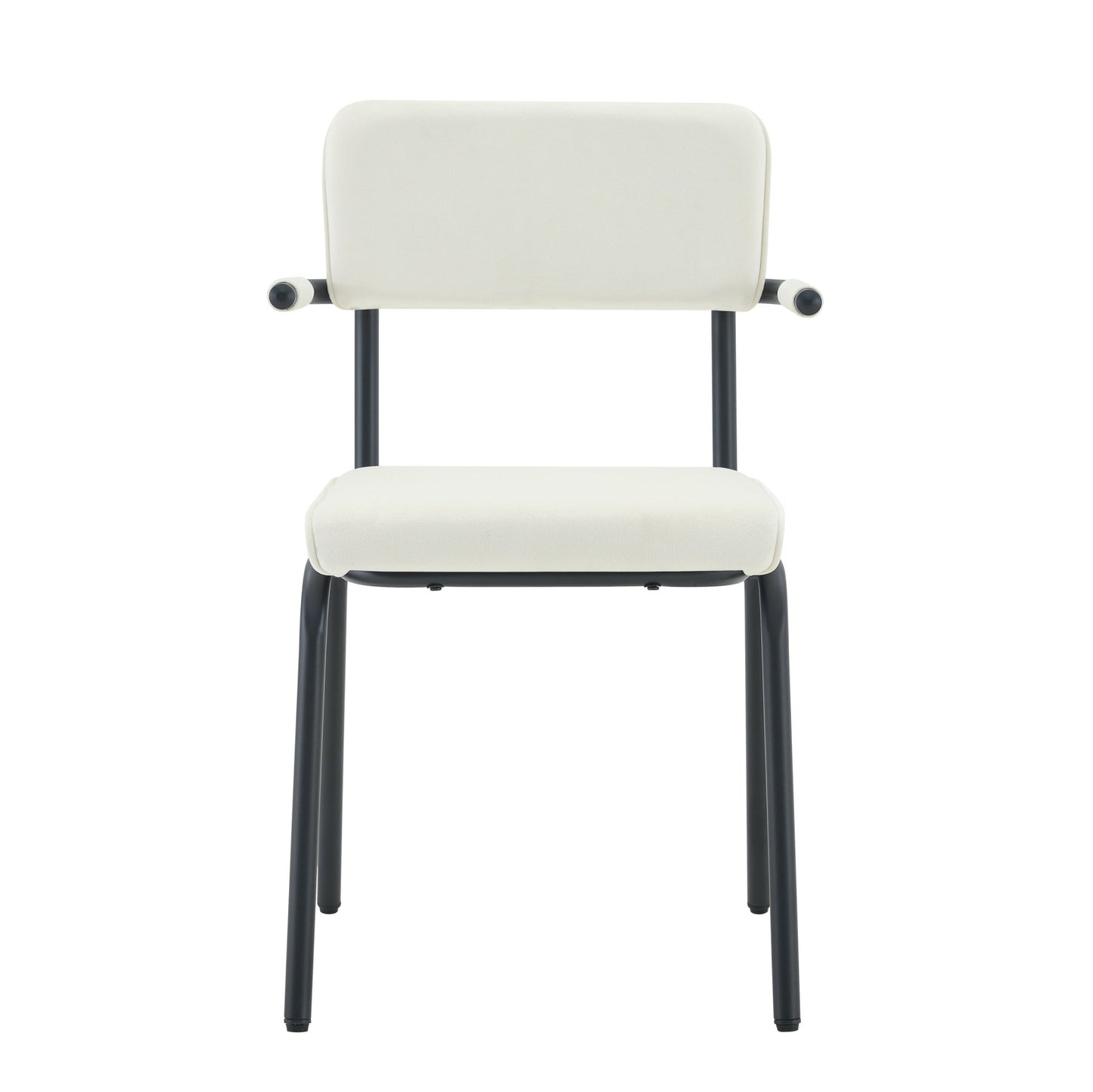 Dining Chairs Set of 2, Huggable Upholstered Dining Chairs with Soft Skin - Friendly Velvet Fabric, Table - Hangable Armrests, Metal Legs with Spray Coating Finish (White, Set of 2) - 1st Choice Furniture Direct