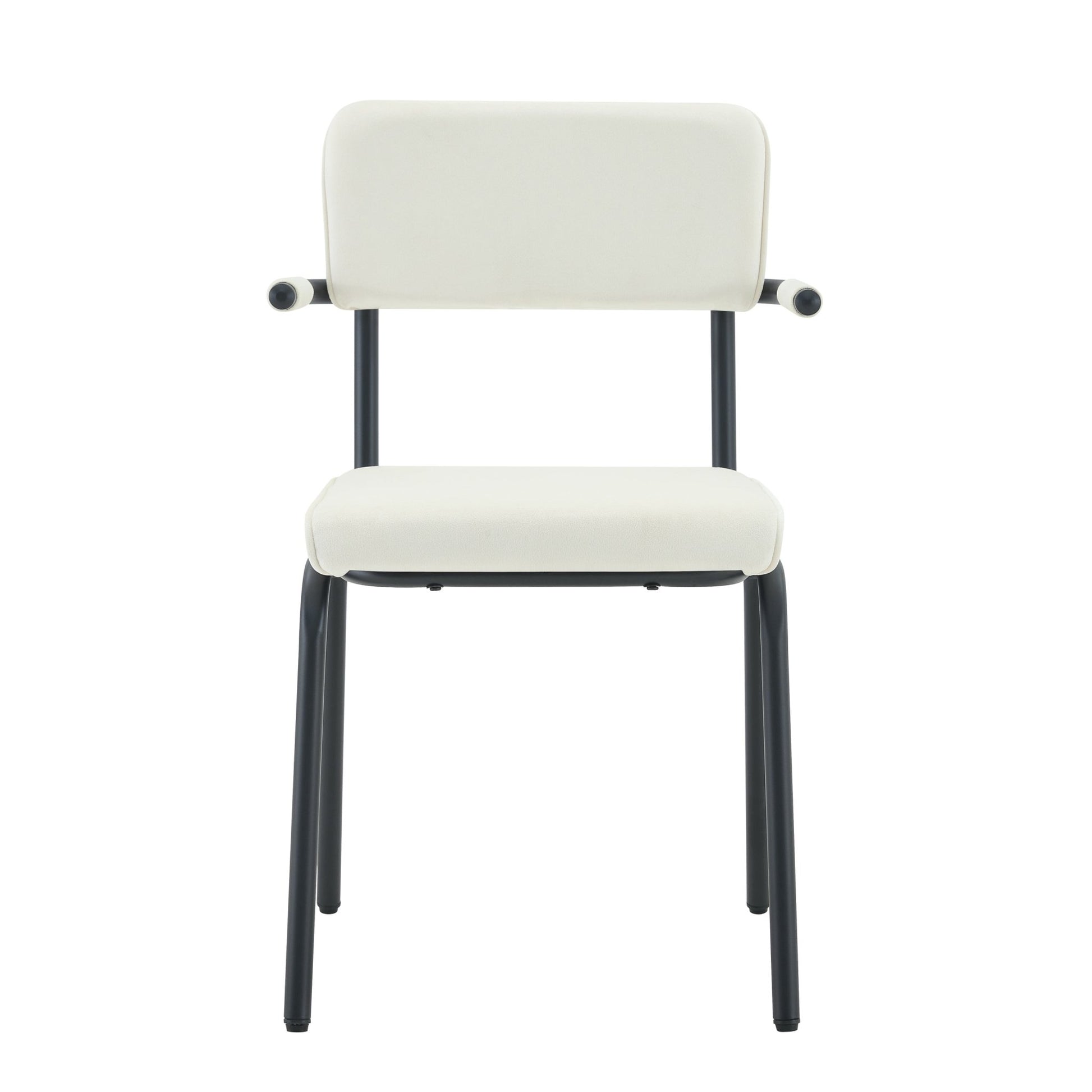 Dining Chairs Set of 2, Huggable Upholstered Dining Chairs with Soft Skin - Friendly Velvet Fabric, Table - Hangable Armrests, Metal Legs with Spray Coating Finish (White, Set of 2) - 1st Choice Furniture Direct