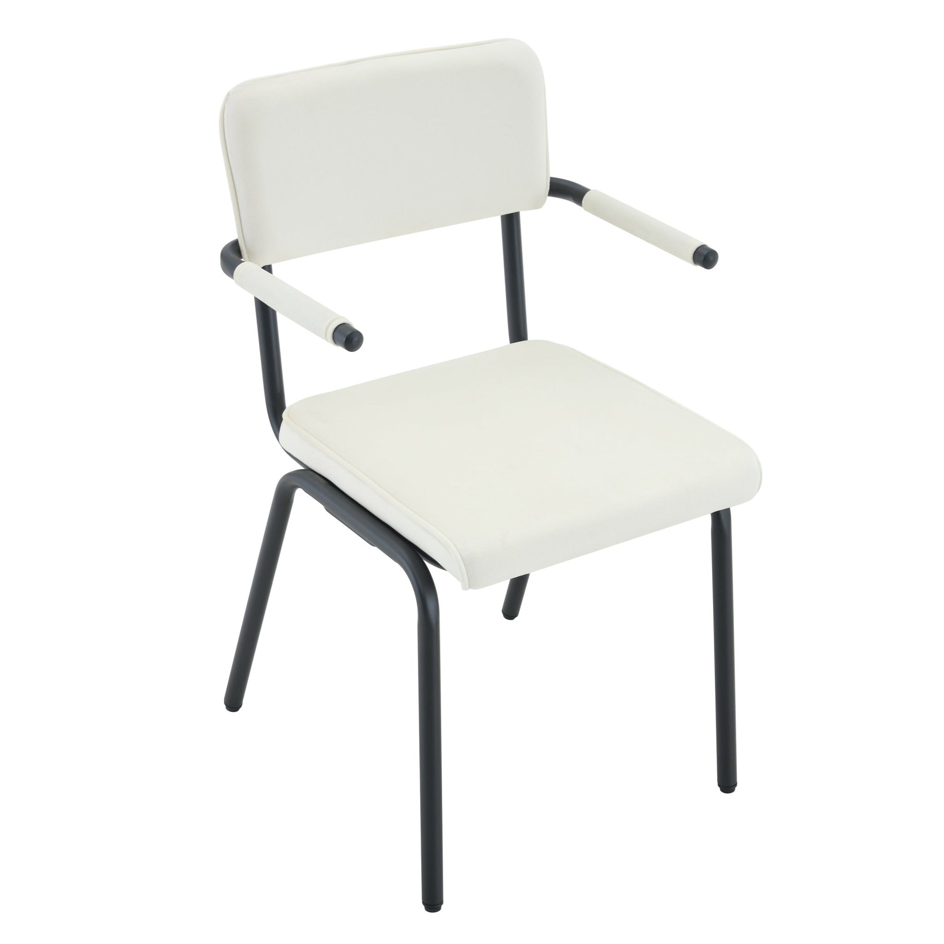 Dining Chairs Set of 2, Huggable Upholstered Dining Chairs with Soft Skin - Friendly Velvet Fabric, Table - Hangable Armrests, Metal Legs with Spray Coating Finish (White, Set of 2) - 1st Choice Furniture Direct