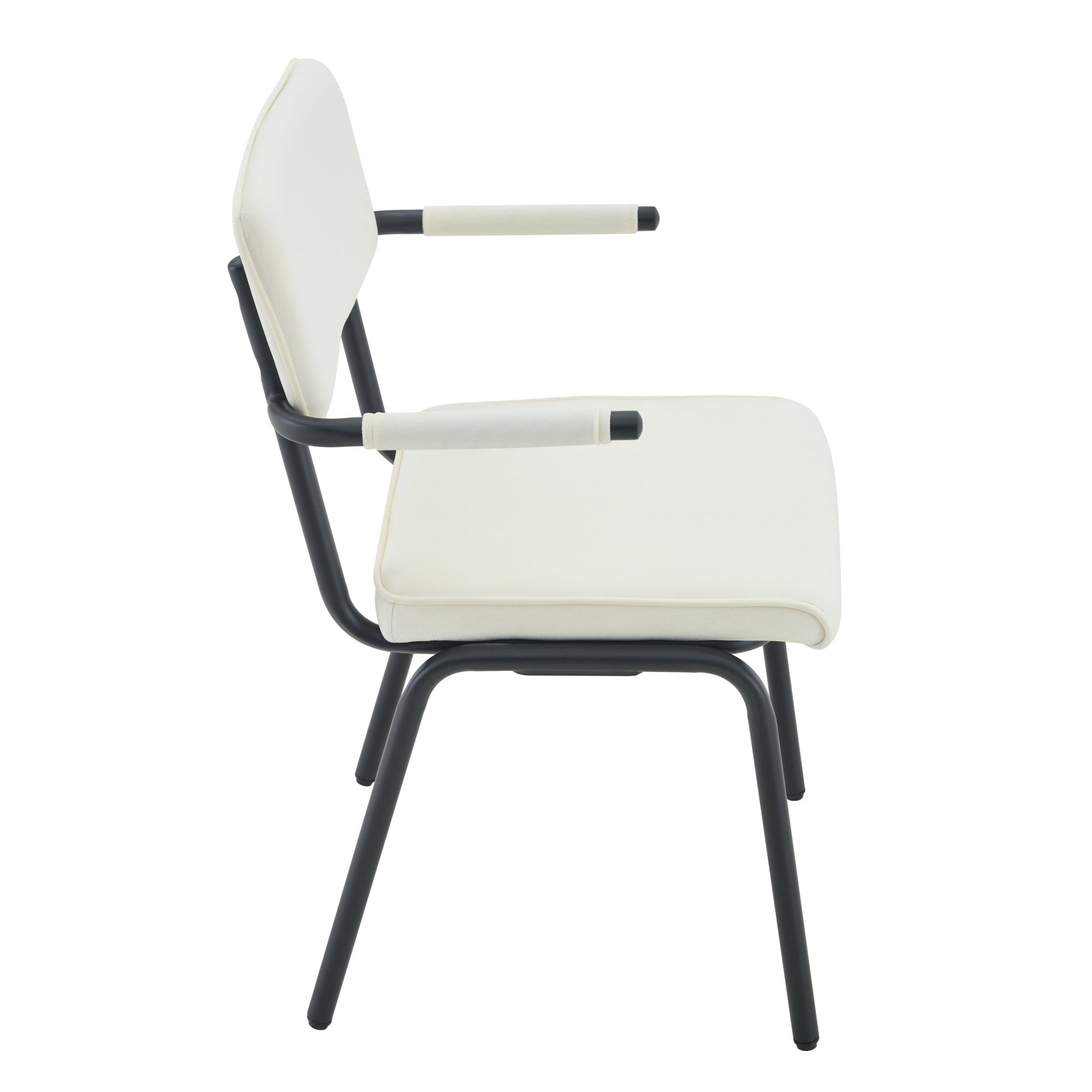 Dining Chairs Set of 2, Huggable Upholstered Dining Chairs with Soft Skin - Friendly Velvet Fabric, Table - Hangable Armrests, Metal Legs with Spray Coating Finish (White, Set of 2) - 1st Choice Furniture Direct