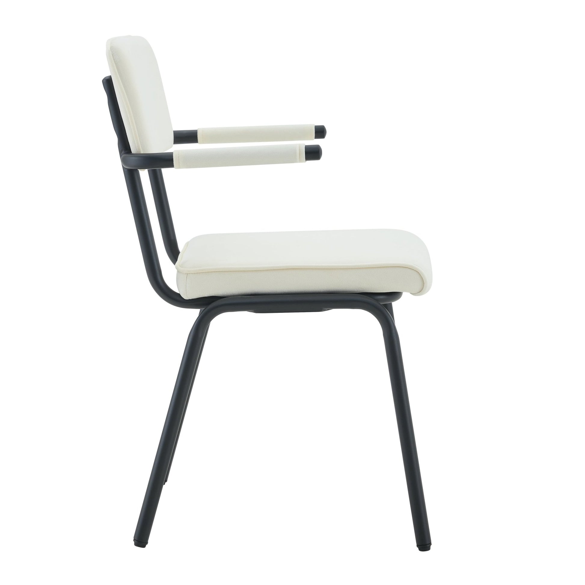 Dining Chairs Set of 2, Huggable Upholstered Dining Chairs with Soft Skin - Friendly Velvet Fabric, Table - Hangable Armrests, Metal Legs with Spray Coating Finish (White, Set of 2) - 1st Choice Furniture Direct