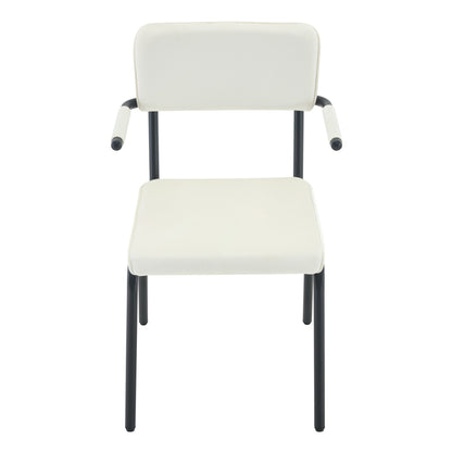 Dining Chairs Set of 2, Huggable Upholstered Dining Chairs with Soft Skin - Friendly Velvet Fabric, Table - Hangable Armrests, Metal Legs with Spray Coating Finish (White, Set of 2) - 1st Choice Furniture Direct