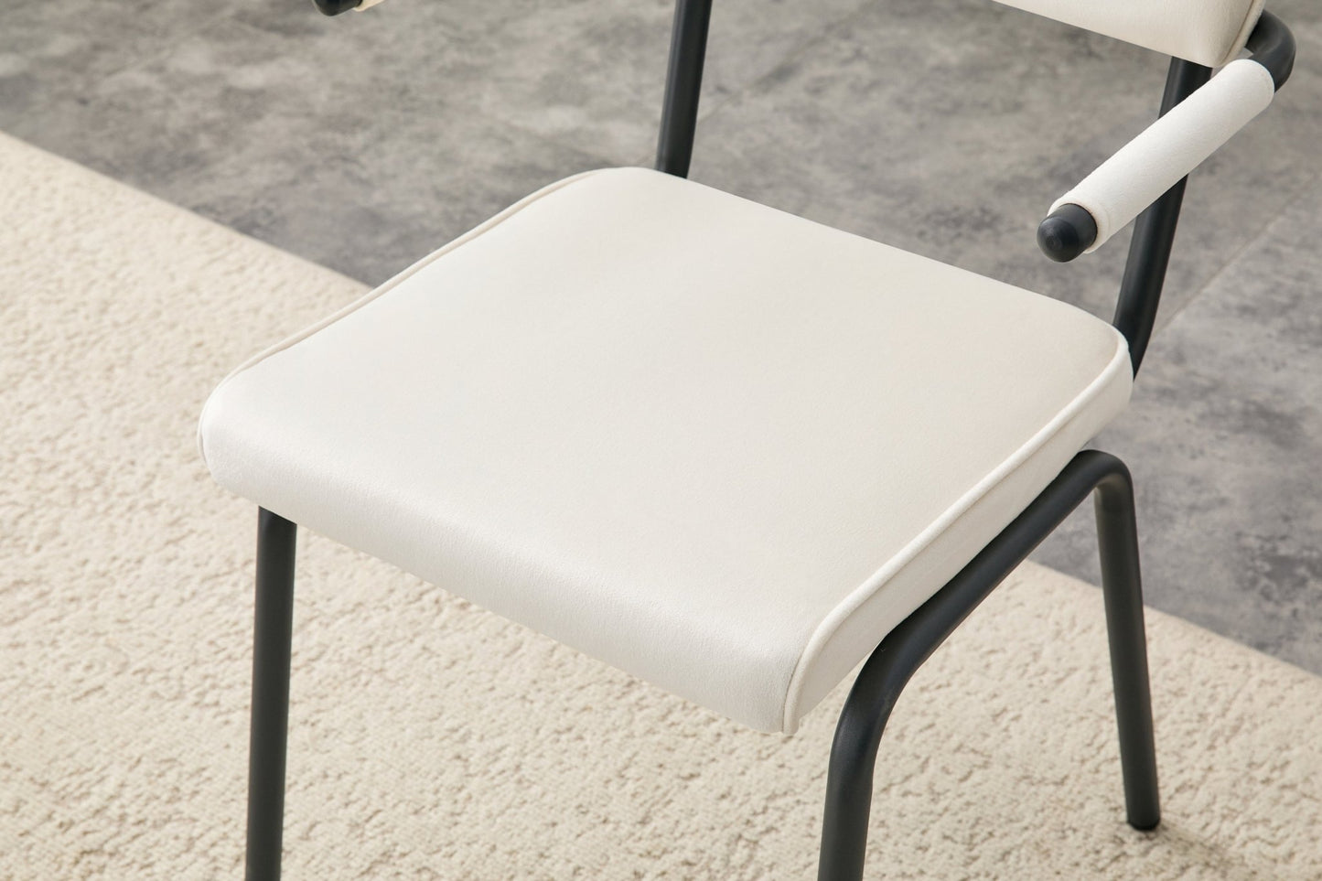 Dining Chairs Set of 2, Huggable Upholstered Dining Chairs with Soft Skin - Friendly Velvet Fabric, Table - Hangable Armrests, Metal Legs with Spray Coating Finish (White, Set of 2) - 1st Choice Furniture Direct