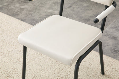 Dining Chairs Set of 2, Huggable Upholstered Dining Chairs with Soft Skin - Friendly Velvet Fabric, Table - Hangable Armrests, Metal Legs with Spray Coating Finish (White, Set of 2) - 1st Choice Furniture Direct