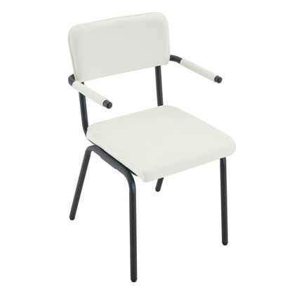 Dining Chairs Set of 2, Huggable Upholstered Dining Chairs with Soft Skin - Friendly Velvet Fabric, Table - Hangable Armrests, Metal Legs with Spray Coating Finish (White, Set of 2) - 1st Choice Furniture Direct