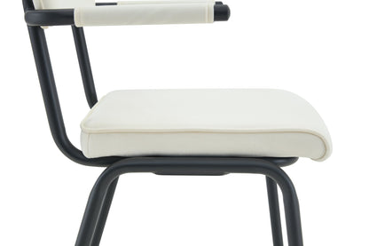 Dining Chairs Set of 2, Huggable Upholstered Dining Chairs with Soft Skin - Friendly Velvet Fabric, Table - Hangable Armrests, Metal Legs with Spray Coating Finish (White, Set of 2) - 1st Choice Furniture Direct