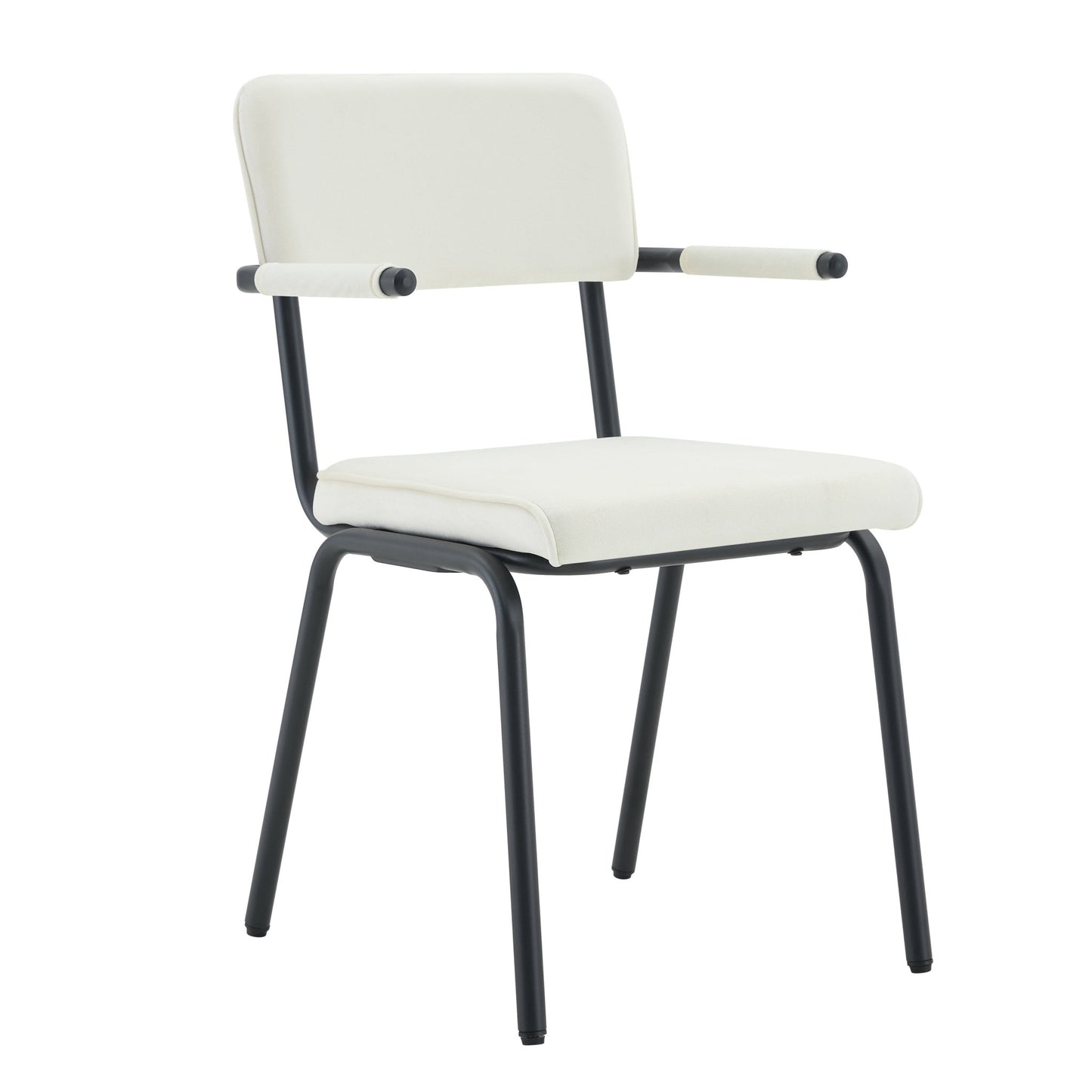 Dining Chairs Set of 2, Huggable Upholstered Dining Chairs with Soft Skin - Friendly Velvet Fabric, Table - Hangable Armrests, Metal Legs with Spray Coating Finish (White, Set of 2) - 1st Choice Furniture Direct