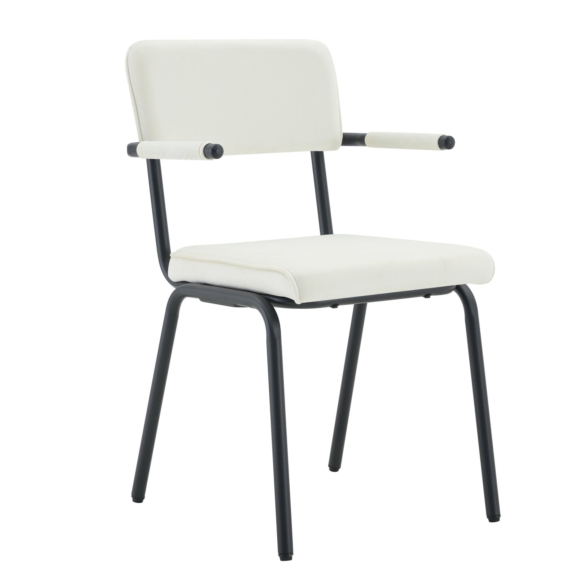 Dining Chairs Set of 2, Huggable Upholstered Dining Chairs with Soft Skin - Friendly Velvet Fabric, Table - Hangable Armrests, Metal Legs with Spray Coating Finish (White, Set of 2) - 1st Choice Furniture Direct
