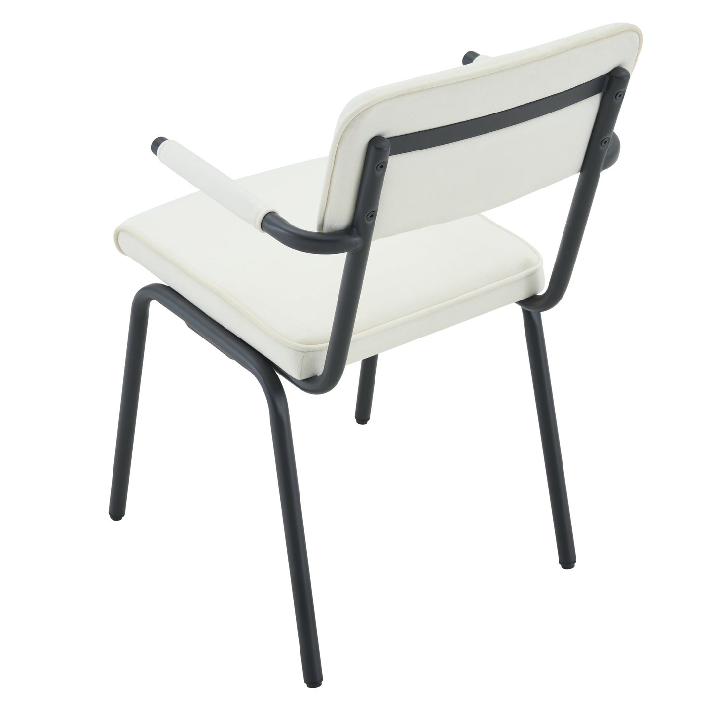 Dining Chairs Set of 2, Huggable Upholstered Dining Chairs with Soft Skin - Friendly Velvet Fabric, Table - Hangable Armrests, Metal Legs with Spray Coating Finish (White, Set of 2) - 1st Choice Furniture Direct