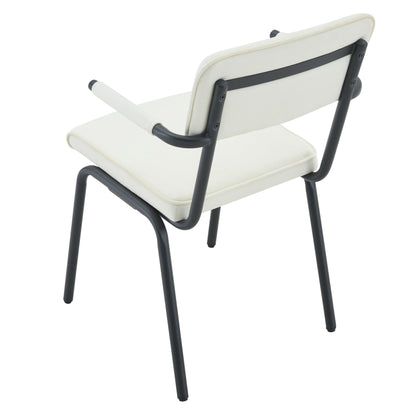 Dining Chairs Set of 2, Huggable Upholstered Dining Chairs with Soft Skin - Friendly Velvet Fabric, Table - Hangable Armrests, Metal Legs with Spray Coating Finish (White, Set of 2) - 1st Choice Furniture Direct