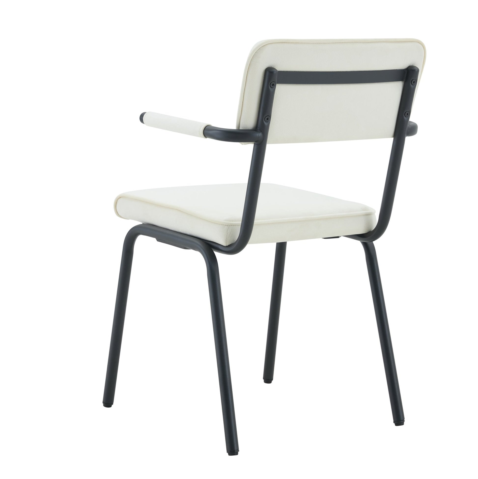 Dining Chairs Set of 2, Huggable Upholstered Dining Chairs with Soft Skin - Friendly Velvet Fabric, Table - Hangable Armrests, Metal Legs with Spray Coating Finish (White, Set of 2) - 1st Choice Furniture Direct