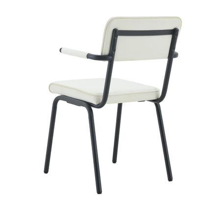 Dining Chairs Set of 2, Huggable Upholstered Dining Chairs with Soft Skin - Friendly Velvet Fabric, Table - Hangable Armrests, Metal Legs with Spray Coating Finish (White, Set of 2) - 1st Choice Furniture Direct