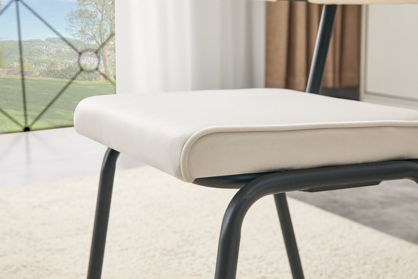 Dining Chairs Set of 2, Huggable Upholstered Dining Chairs with Soft Skin - Friendly Velvet Fabric, Table - Hangable Armrests, Metal Legs with Spray Coating Finish (White, Set of 2) - 1st Choice Furniture Direct