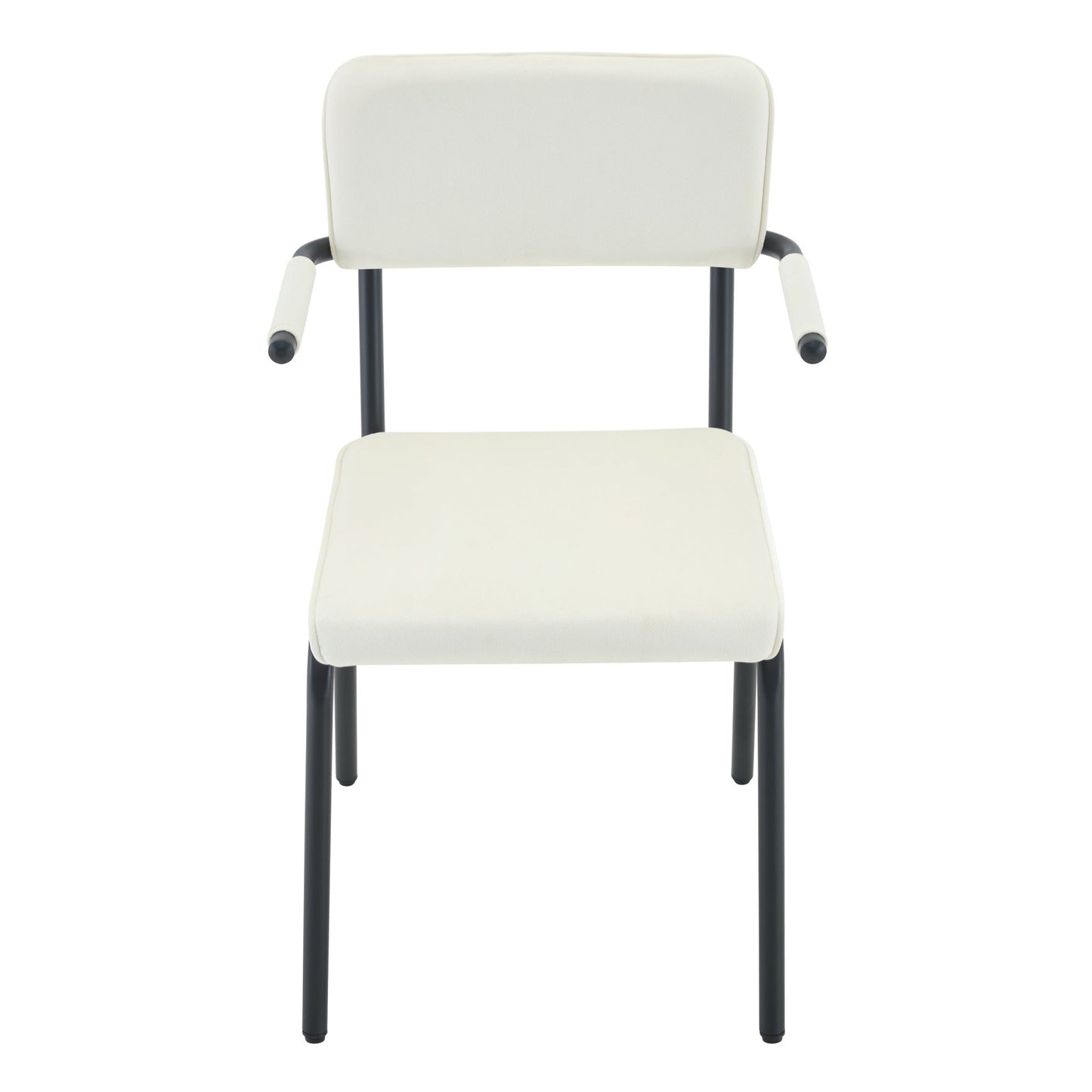 Dining Chairs Set of 2, Huggable Upholstered Dining Chairs with Soft Skin - Friendly Velvet Fabric, Table - Hangable Armrests, Metal Legs with Spray Coating Finish (White, Set of 2) - 1st Choice Furniture Direct
