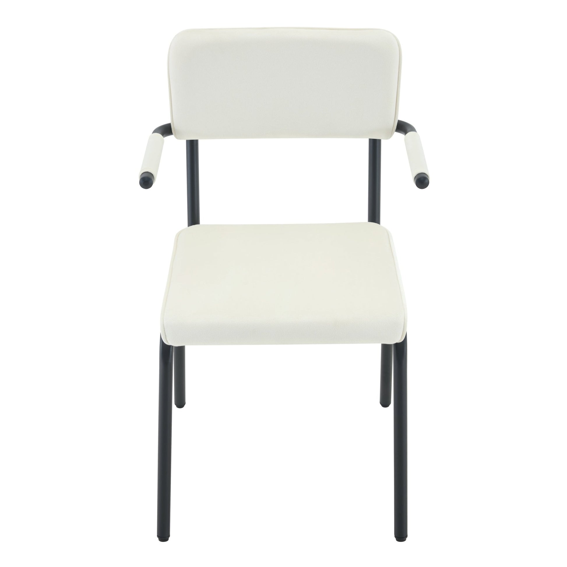 Dining Chairs Set of 2, Huggable Upholstered Dining Chairs with Soft Skin - Friendly Velvet Fabric, Table - Hangable Armrests, Metal Legs with Spray Coating Finish (White, Set of 2) - 1st Choice Furniture Direct