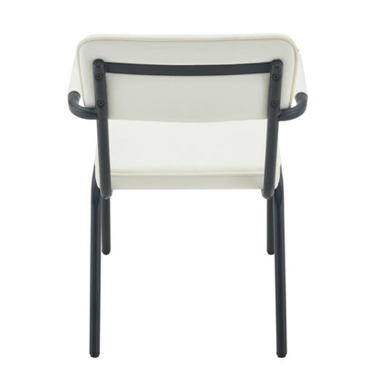 Dining Chairs Set of 2, Huggable Upholstered Dining Chairs with Soft Skin - Friendly Velvet Fabric, Table - Hangable Armrests, Metal Legs with Spray Coating Finish (White, Set of 2) - 1st Choice Furniture Direct