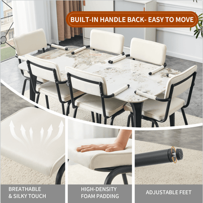 Dining Chairs Set of 2, Huggable Upholstered Dining Chairs with Soft Skin - Friendly Velvet Fabric, Table - Hangable Armrests, Metal Legs with Spray Coating Finish (White, Set of 2) - 1st Choice Furniture Direct