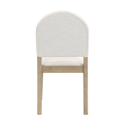 Dining Chairs with Back Mid Century Fabric Upholstered Armless Dining Room Side Chairs Set of 2 - Light Ash+Beige - 1st Choice Furniture Direct