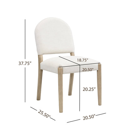Dining Chairs with Back Mid Century Fabric Upholstered Armless Dining Room Side Chairs Set of 2 - Light Ash+Beige - 1st Choice Furniture Direct