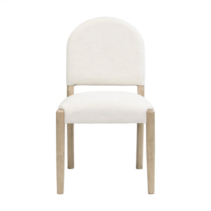 Dining Chairs with Back Mid Century Fabric Upholstered Armless Dining Room Side Chairs Set of 2 - Light Ash+Beige - 1st Choice Furniture Direct