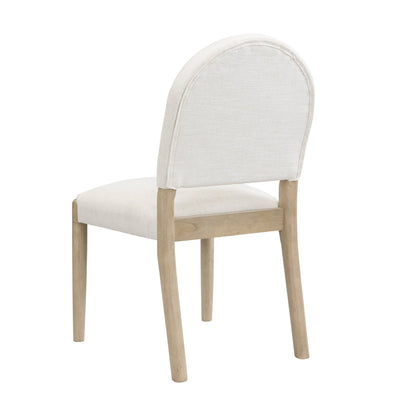 Dining Chairs with Back Mid Century Fabric Upholstered Armless Dining Room Side Chairs Set of 2 - Light Ash+Beige - 1st Choice Furniture Direct