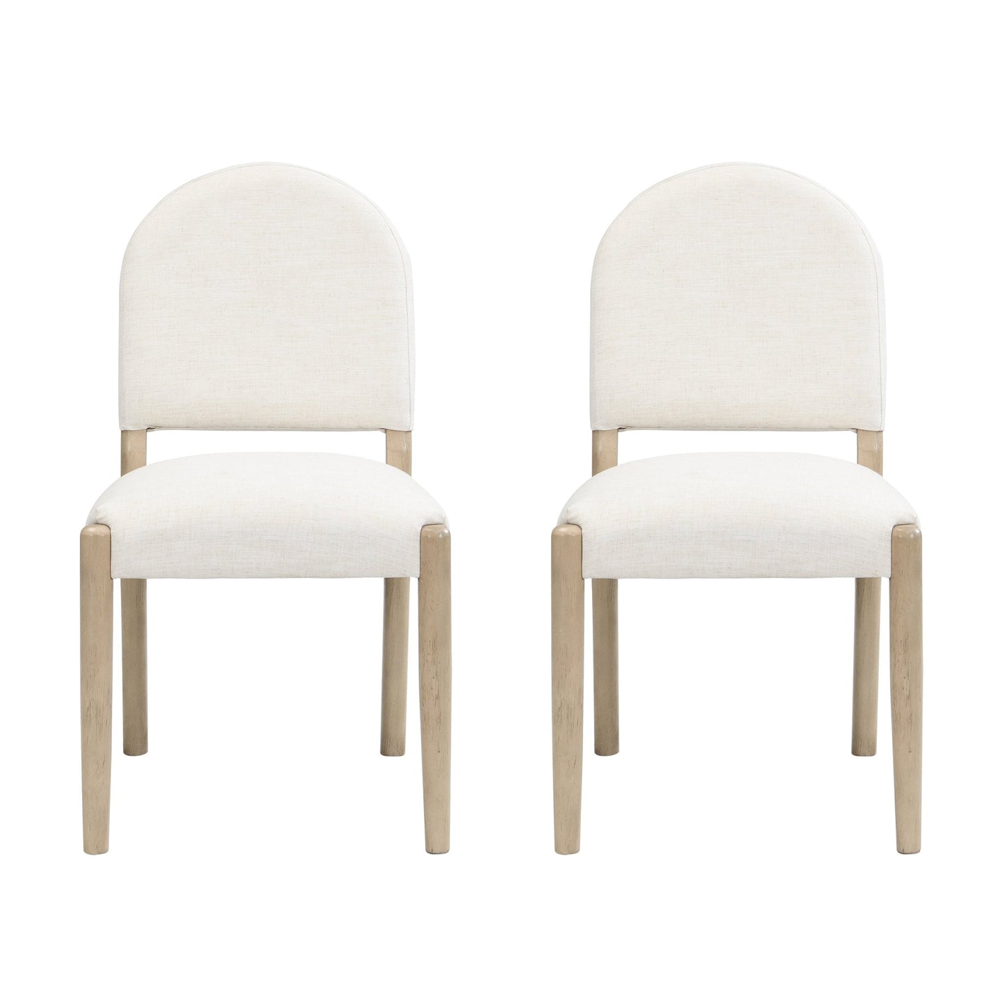 Dining Chairs with Back Mid Century Fabric Upholstered Armless Dining Room Side Chairs Set of 2 - Light Ash+Beige - 1st Choice Furniture Direct