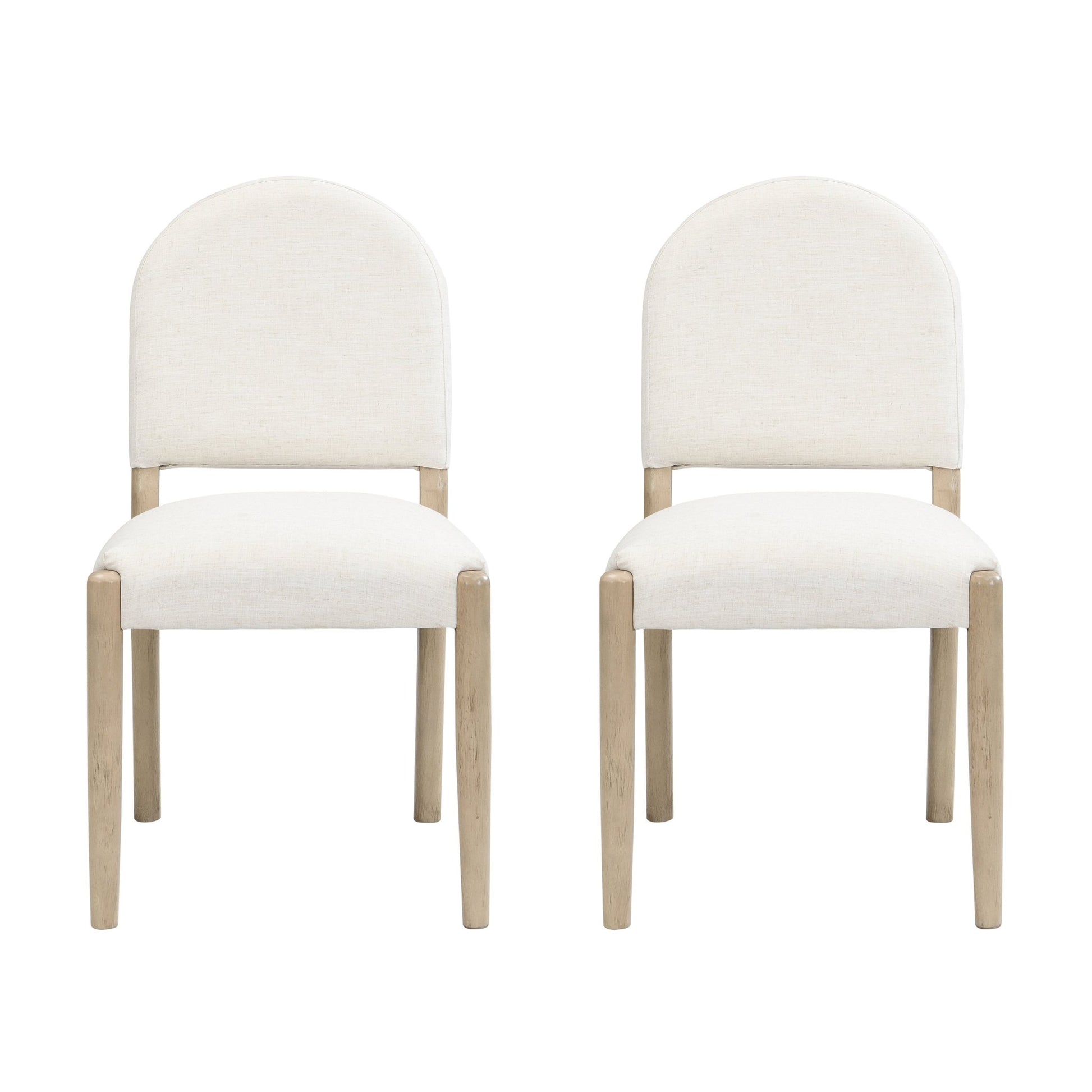 Dining Chairs with Back Mid Century Fabric Upholstered Armless Dining Room Side Chairs Set of 2 - Light Ash+Beige - 1st Choice Furniture Direct