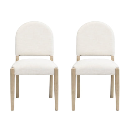 Dining Chairs with Back Mid Century Fabric Upholstered Armless Dining Room Side Chairs Set of 2 - Light Ash+Beige - 1st Choice Furniture Direct