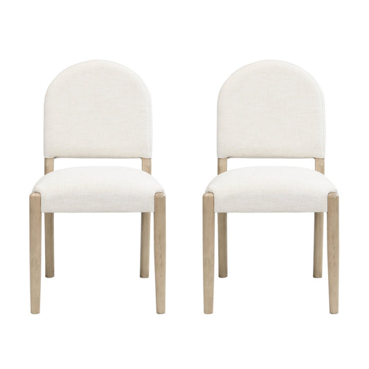 Dining Chairs with Back Mid Century Fabric Upholstered Armless Dining Room Side Chairs Set of 2 - Light Ash+Beige - 1st Choice Furniture Direct