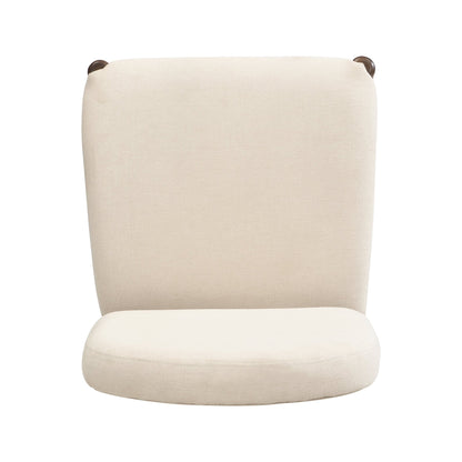 Dining Chairs with Back Mid Century Fabric Upholstered Armless Dining Room Side Chairs Set of 2 - Walnut+Beige - 1st Choice Furniture Direct
