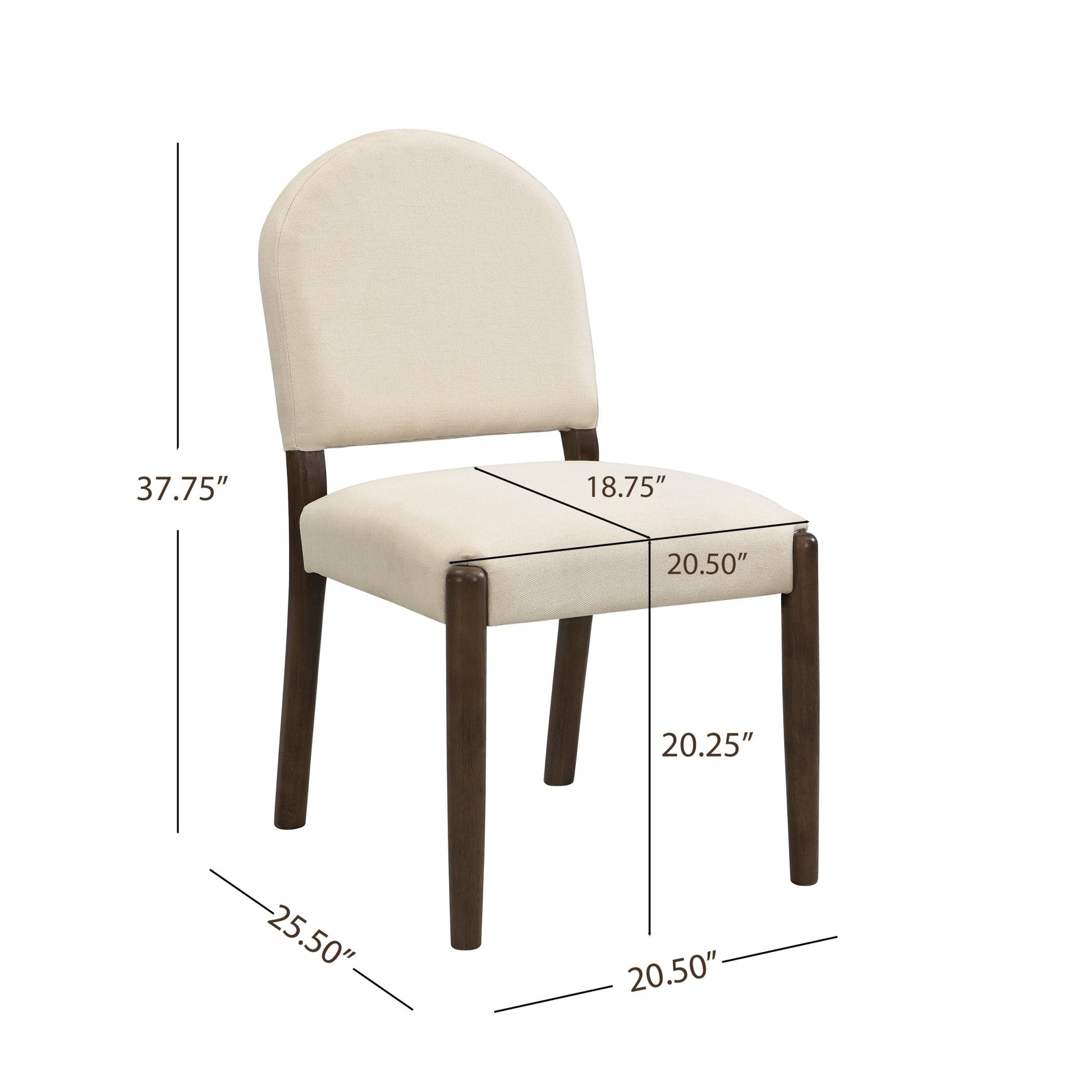 Dining Chairs with Back Mid Century Fabric Upholstered Armless Dining Room Side Chairs Set of 2 - Walnut+Beige - 1st Choice Furniture Direct