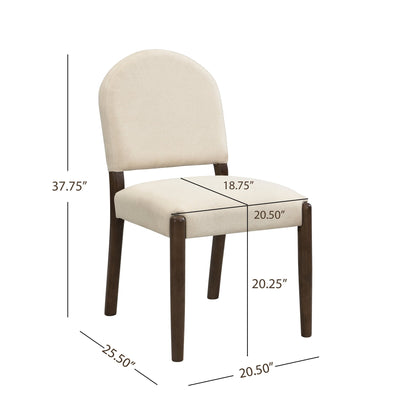Dining Chairs with Back Mid Century Fabric Upholstered Armless Dining Room Side Chairs Set of 2 - Walnut+Beige - 1st Choice Furniture Direct