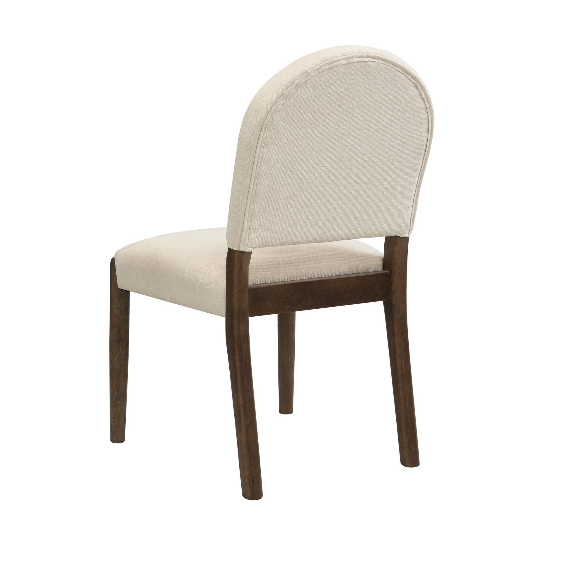 Dining Chairs with Back Mid Century Fabric Upholstered Armless Dining Room Side Chairs Set of 2 - Walnut+Beige - 1st Choice Furniture Direct