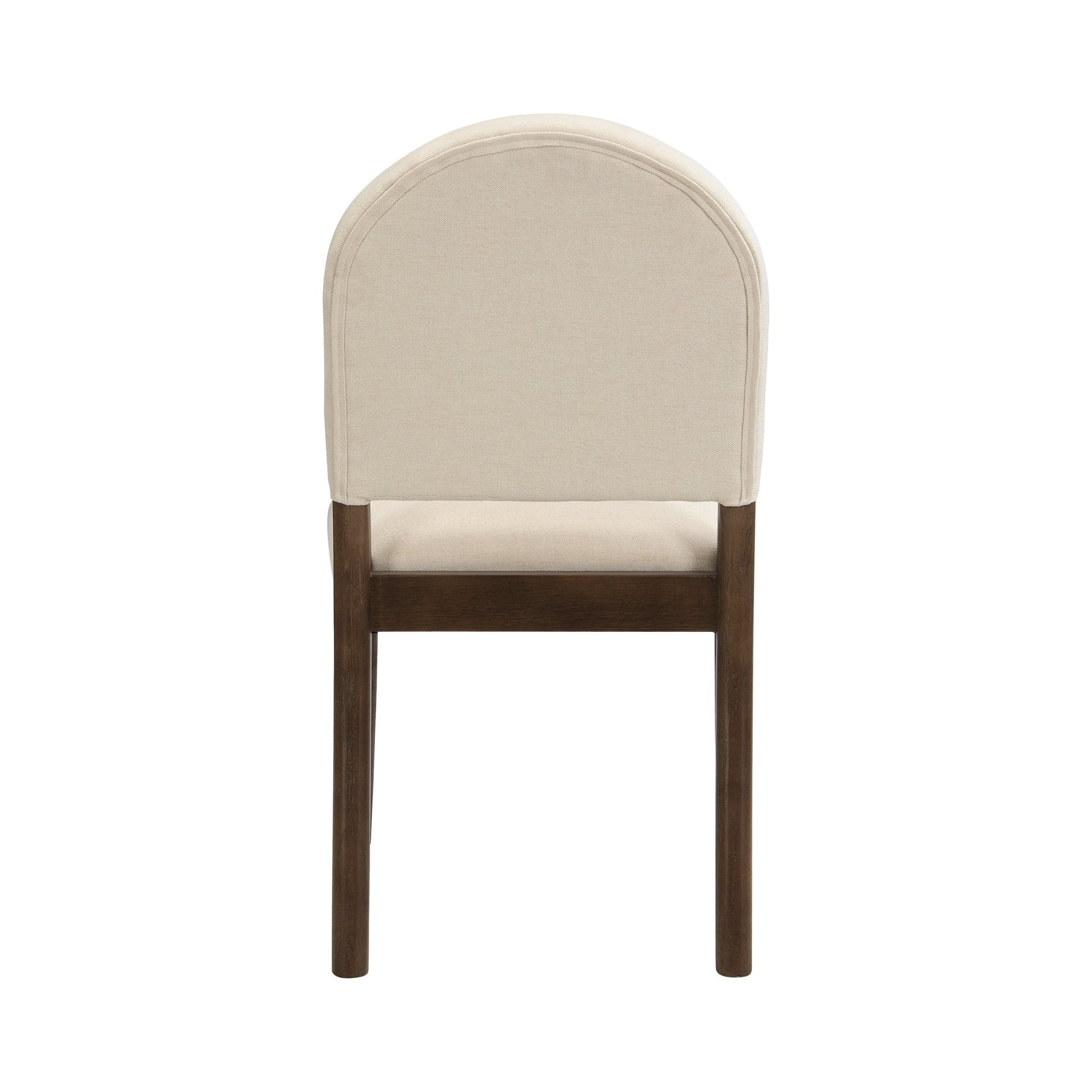 Dining Chairs with Back Mid Century Fabric Upholstered Armless Dining Room Side Chairs Set of 2 - Walnut+Beige - 1st Choice Furniture Direct