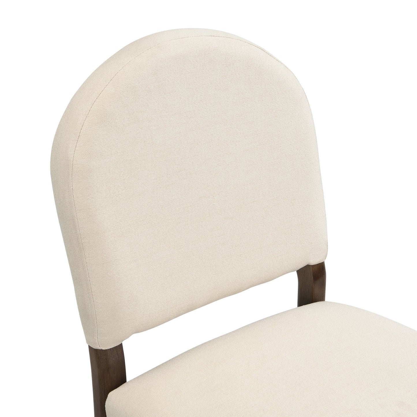 Dining Chairs with Back Mid Century Fabric Upholstered Armless Dining Room Side Chairs Set of 2 - Walnut+Beige - 1st Choice Furniture Direct