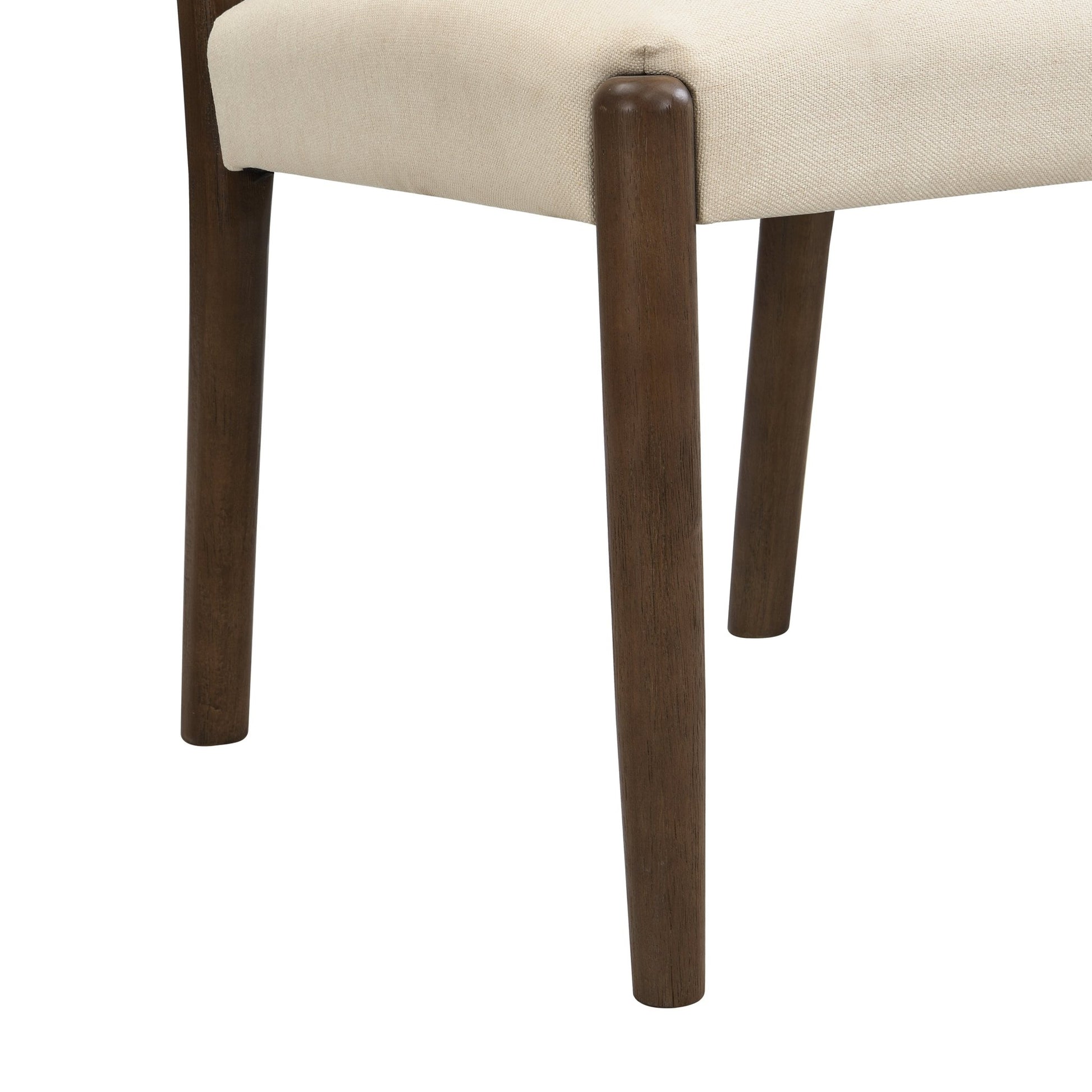 Dining Chairs with Back Mid Century Fabric Upholstered Armless Dining Room Side Chairs Set of 2 - Walnut+Beige - 1st Choice Furniture Direct