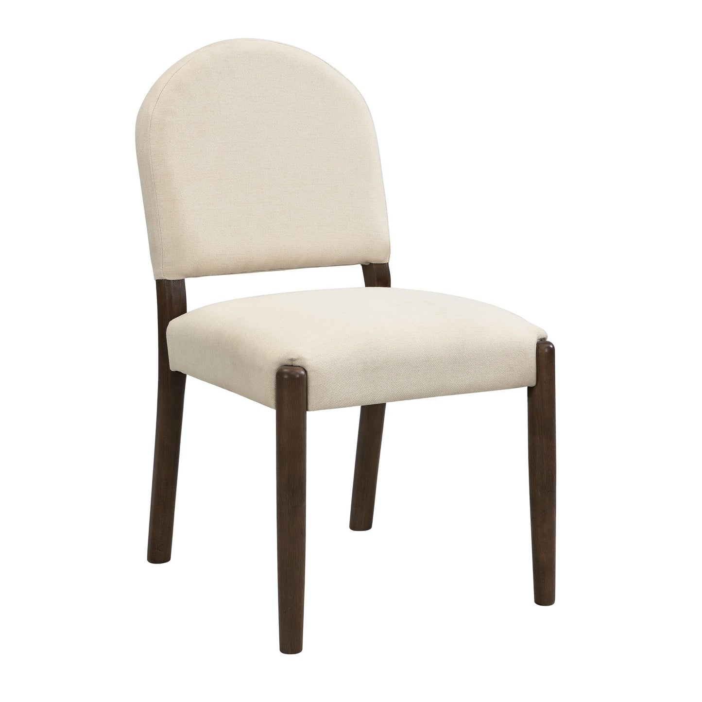 Dining Chairs with Back Mid Century Fabric Upholstered Armless Dining Room Side Chairs Set of 2 - Walnut+Beige - 1st Choice Furniture Direct