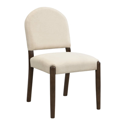 Dining Chairs with Back Mid Century Fabric Upholstered Armless Dining Room Side Chairs Set of 2 - Walnut+Beige - 1st Choice Furniture Direct